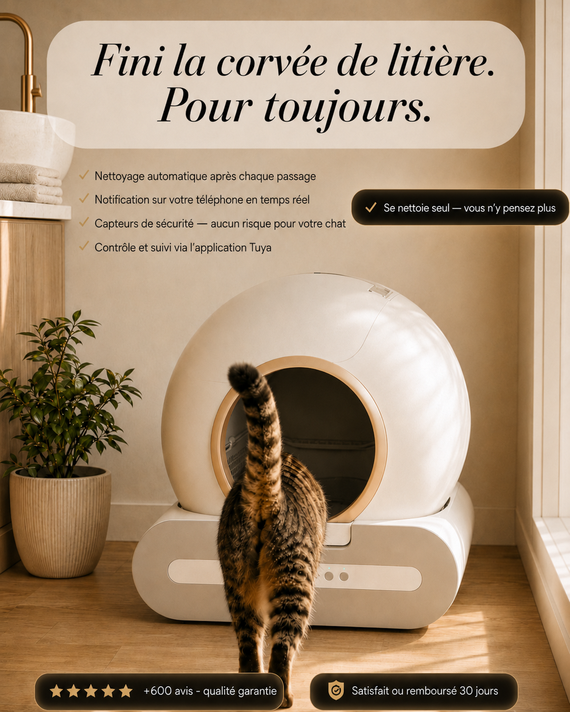 SumiCat Sanly — Litière Auto Autonettoyante Connectée