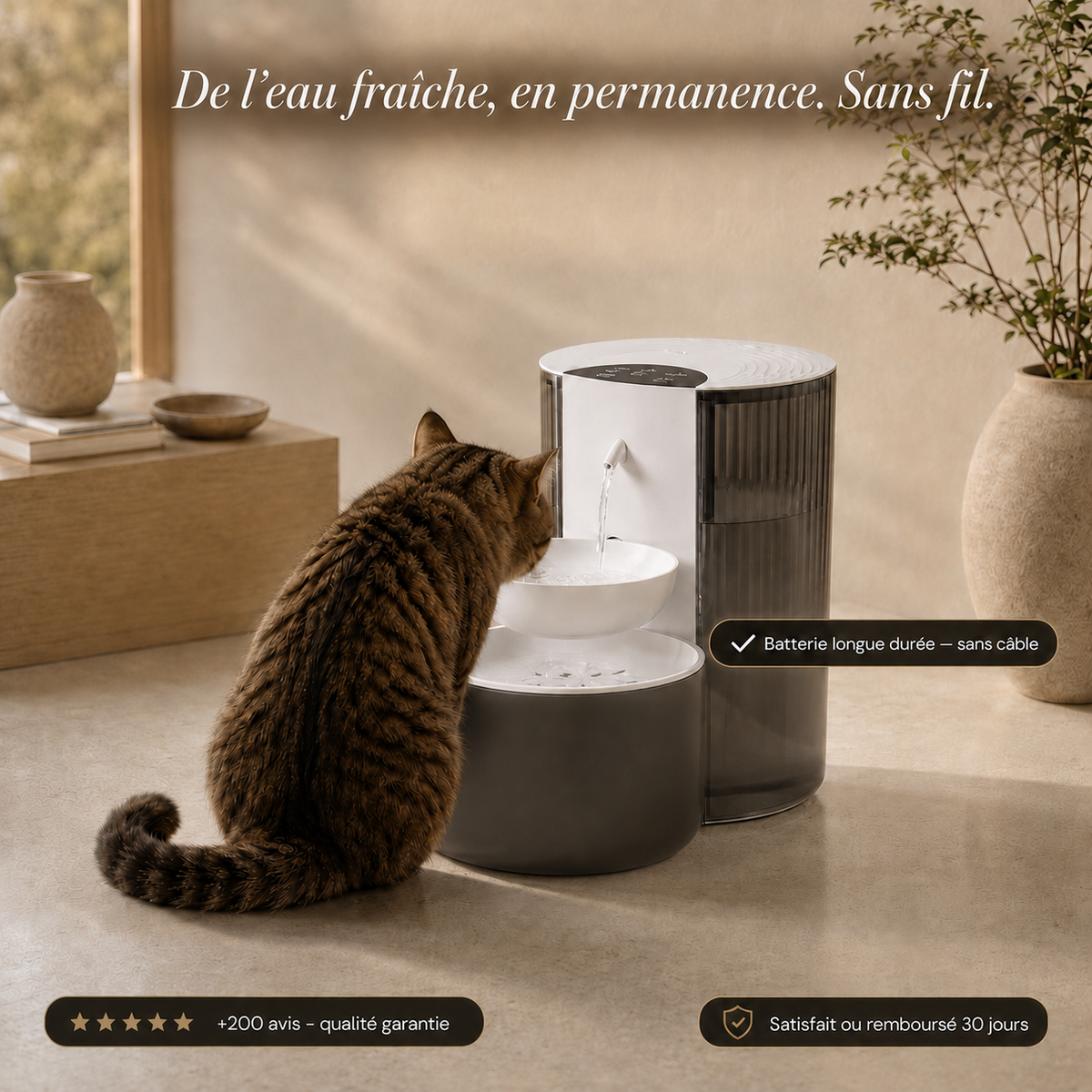 SumiCat Puroa — Fontaine à Eau Autonome pour Chat
